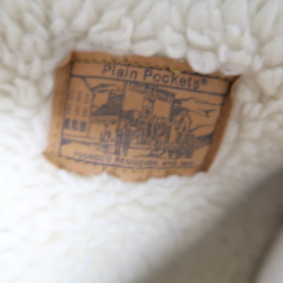 Vintage 80s Plain Pockets Men's blue denim sherpa lined jacket M - Picture 5 of 8